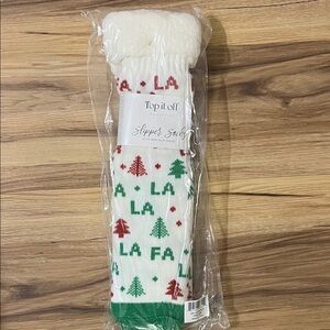 Top It Off Holiday Slipper Socks - Red and Green